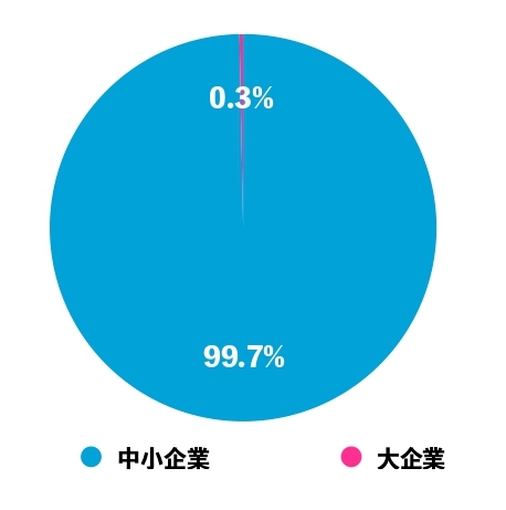 日本国内の大企業と中小零細企業の割合